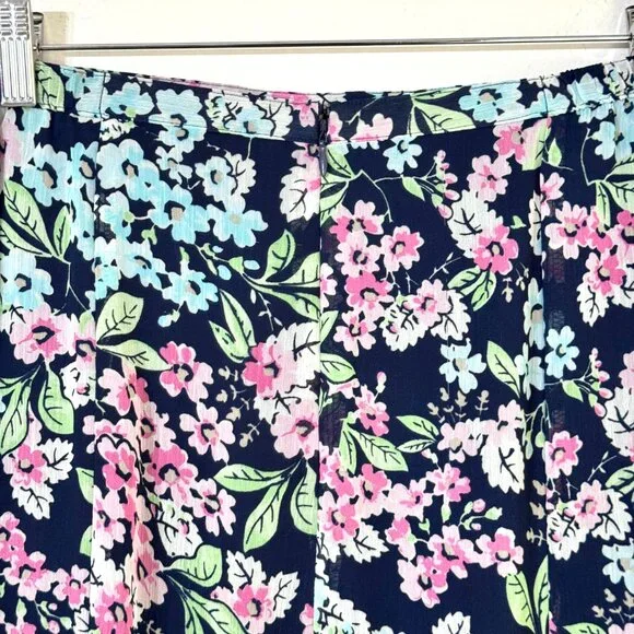 Vtg Y2K Sag Harbor Floral Flared Chiffon Skirt Elastic Waist Fairy Feminine Navy - Picture 6 of 14